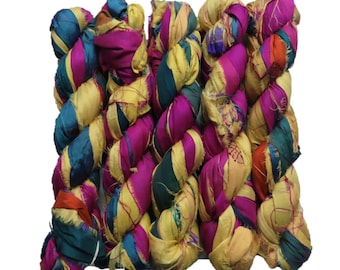 100g/50yards - Sari Silk Ribbon - Multicolor #a218