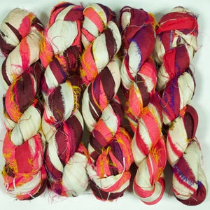 Sari Silk Ribbon (100g/50yards) -Burgundy/Salmon shades #967