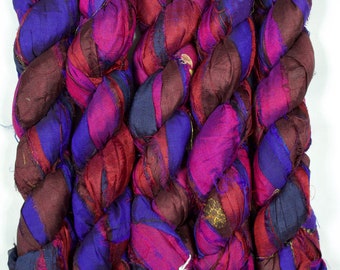 Sari Silk Ribbon (100g/50yards) - Purple and Violet shades #1059