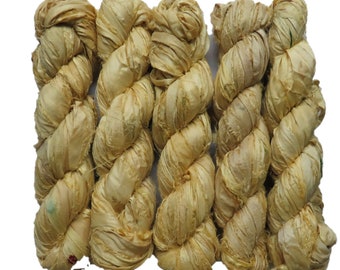 100g/50yards - Sari Silk Ribbon - Beige Shades  #a194