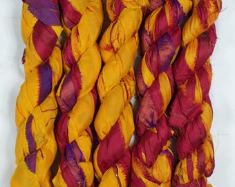 Sari Silk Ribbon (100g/50yards) - Orange Shades  #1086