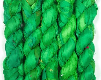 Sari Silk Ribbon (100g/50yards) - Green shades #1060