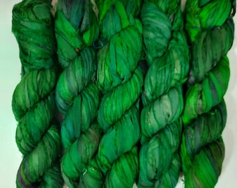 100g/50yards - Sari Silk Ribbon - Green/Mint Shades - #C