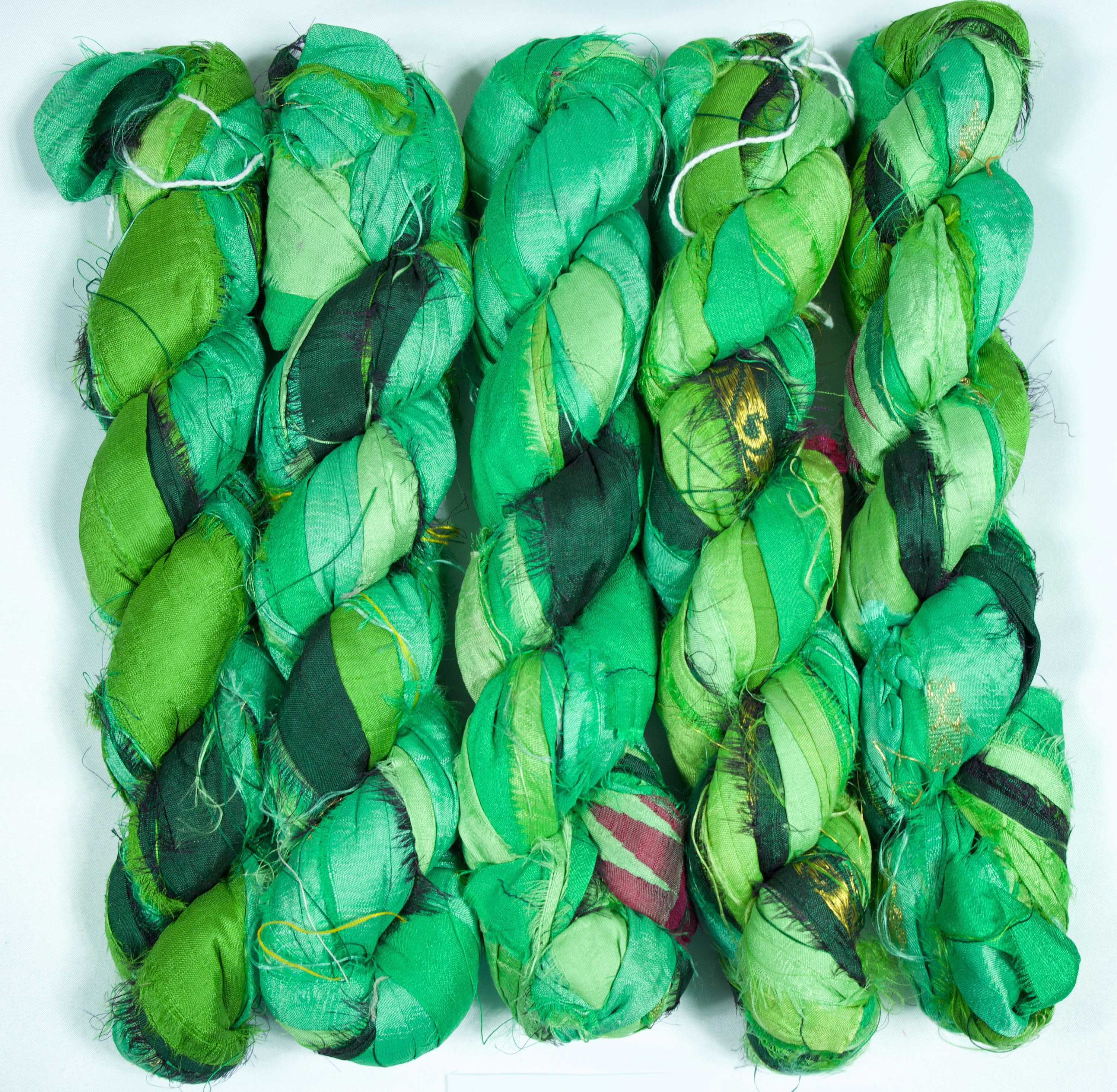 Sari Silk Ribbon (100g/50yards) -Green Shades #991