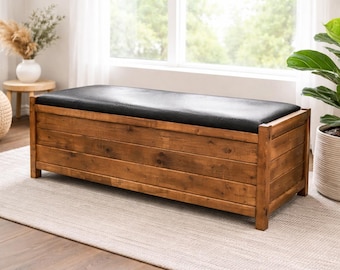 Planos de banco tapizado para entrada / Banco de madera con asiento acolchado (PDF)