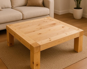 Rustikaler Couchtisch PDF Plan | Quadratischer Holztisch DIY | Design-Anleitung für Dunkle Walnuss