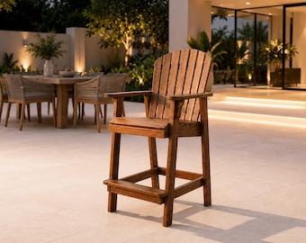 Projeto de Cadeira Adirondack Alta para Bar | Marcenaria para Área Externa Faça Você Mesmo (Download Digital)