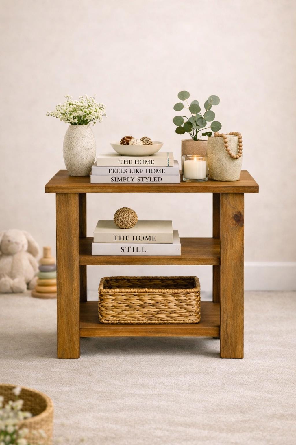 DIY End Table Plan | Modern Narrow Side Table With Shelves (digital ...