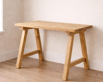 DIY Small Trestle Desk Plans PDF | Wooden Desk Build Plan | Beginner Friendly Woodworking Project