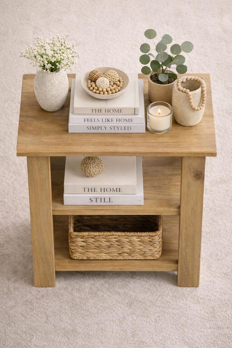 DIY End Table Plan | Modern Narrow Side Table With Shelves (digital ...