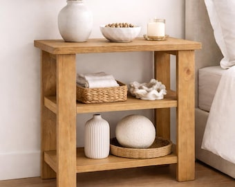 Plano de mesa auxiliar DIY / Mesa auxiliar estrecha moderna con estantes (Descarga digital)