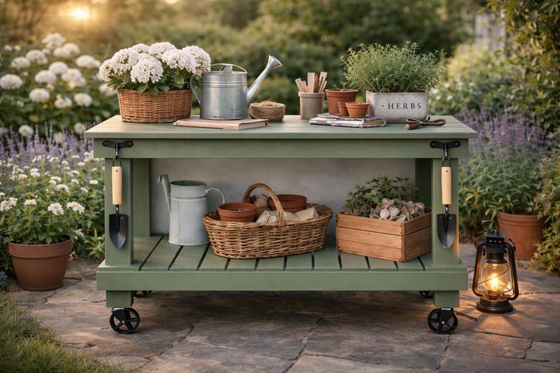 Rolling Potting Bench Plans PDF | DIY Garden Table | Instant Download ...