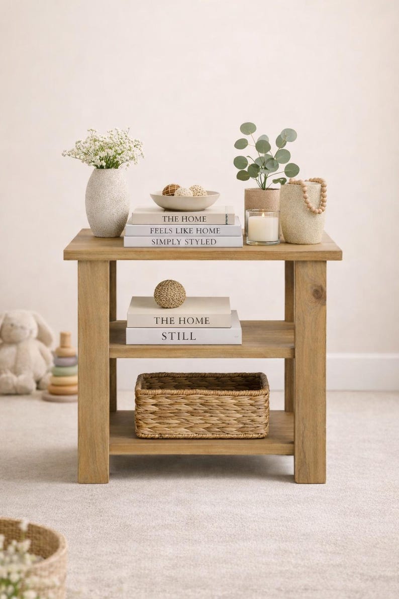 DIY End Table Plan | Modern Narrow Side Table With Shelves (digital ...