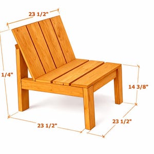 Könnte beinhalten: Holz-Außenstuhl mit Lattenrost und Rückenlehne. Der Stuhl ist 74,3 cm hoch, 59,7 cm breit und 59,7 cm tief. Die Sitzhöhe beträgt 36,5 cm. Der Stuhl ist aus hellbraunem Holz gefertigt.