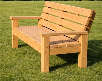 Planos para banco de 2x4 / Muebles de exterior de madera para construir uno mismo con respaldo (Descarga en PDF)