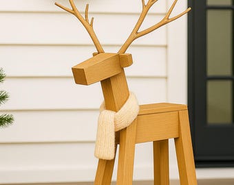 Rustic Christmas Deer DIY Plan Wood Reindeer Porch Decor Plan