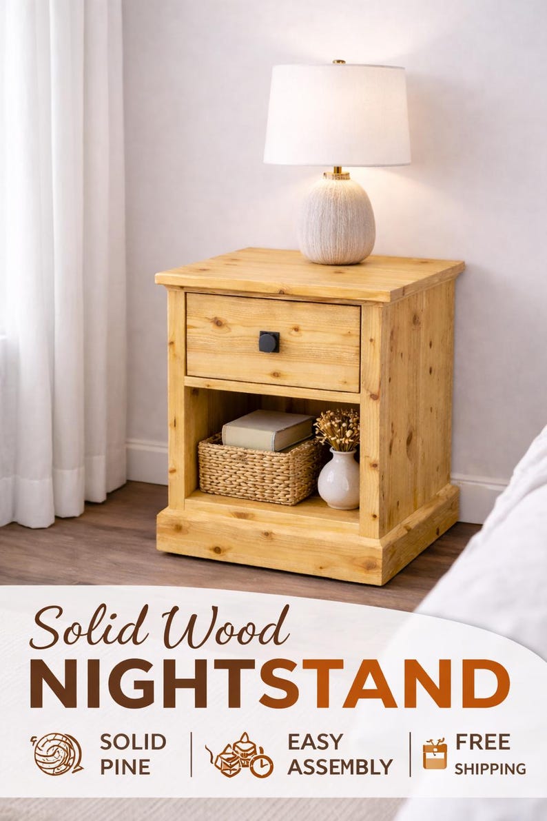 DIY Nightstand Plans PDF | Bedside Table With Drawer | Woodworking - Etsy