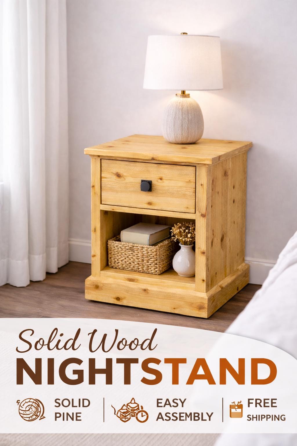 DIY Nightstand Plans PDF | Bedside Table With Drawer | Woodworking - Etsy