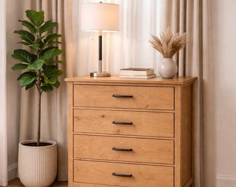 Planos para cómoda de madera de 4 cajones, baúl de almacenamiento moderno, muebles de dormitorio para bricolaje (PDF), descarga instantánea.