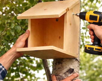 Planos de casa de pájaros grande de madera / Caja nido DIY para principiantes (PDF)