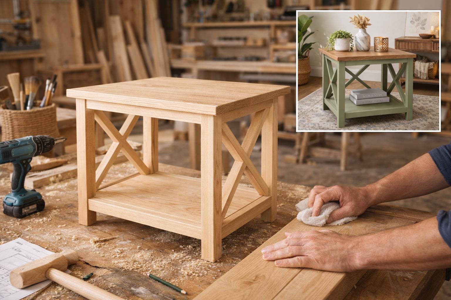 Rustic Farmhouse Side Table Plans | DIY End Table PDF | Woodworking ...