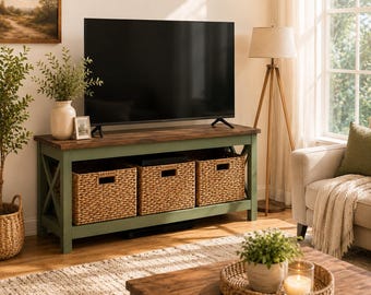 Rustikale X-Leg TV-Konsolen-Pläne PDF | DIY Fun Baupläne | Anfänger Freundliche Holzbearbeitung