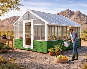 Planos de invernadero DIY de 12x16 (PDF) / Guía de construcción de policarbonato de doble pared / Descarga instantánea