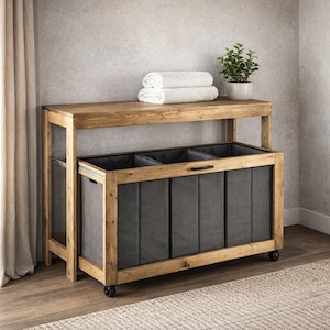 Rustikale Pull-Out-Waschküche-Planer | Rollsortierwagen | Anfänger Holzbearbeitungsplan