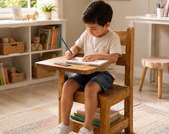 Kids Schoolhouse Chair Plans | Rustic Study Desk Woodworking PDF