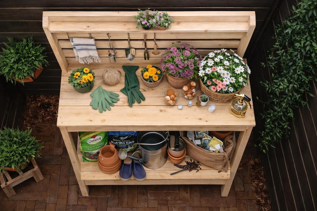 DIY 2x4 Potting Bench Plans | Outdoor Garden Workbench PDF - Etsy