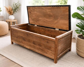 Planos de banco tapizado para entrada / Banco de madera con asiento acolchado (PDF)