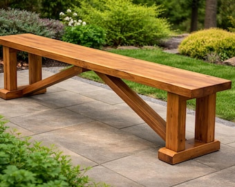 Planos de banco rústico DIY: banco de madera de 183 cm (PDF)