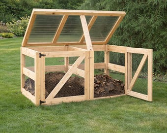 DIY Cedar Double Compost Bin Plan | Backyard Garden Woodworking (PDF Download)