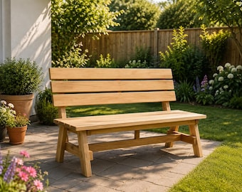 5 Ft Outdoor Bench Plans | DIY Wooden Garden Bench with Backrest (PDF Download)