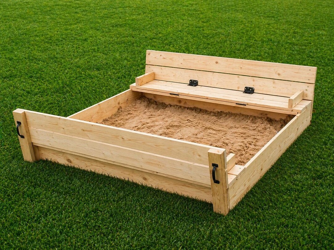 DIY Sandbox With Built-in Seats Plan | Foldable Sandbox Bench | Outdoor ...