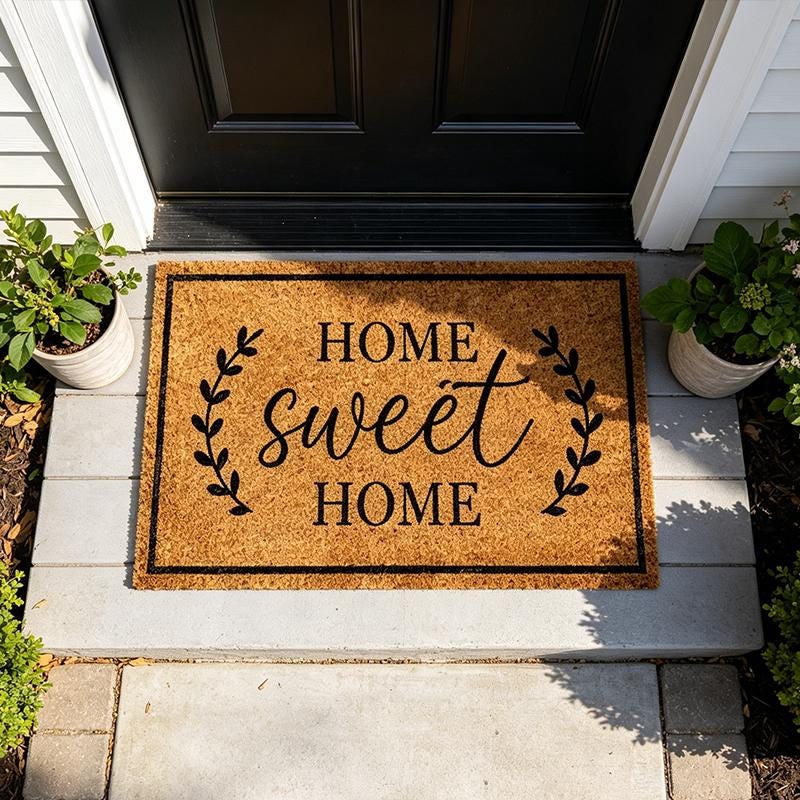 34 Front Porch Decor Ideas for Every Season 18 Home Sweet Home Doormat, Farmhouse Welcome Mat, Minimalist Front…