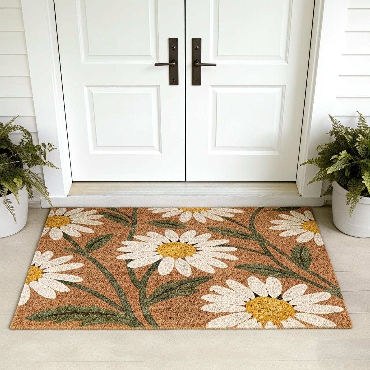 Daisy Flower Doormat Floral Welcome Mat,monstera Leaf Outdoor Rug