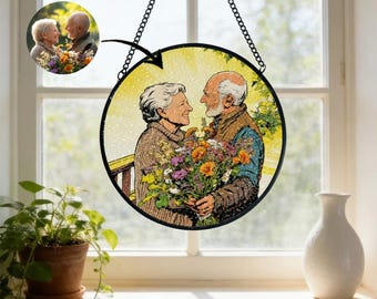 Custom Photo Window Art, Personalized Stained Glass Portrait, Family Keepsake Suncatcher, Memorial Glass Painting, Mother's Day
