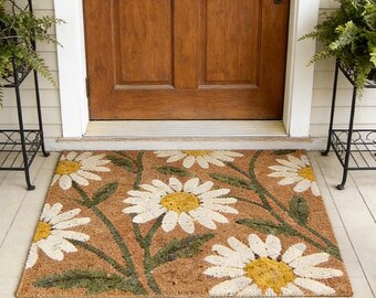 Daisy Flower Doormat Floral Welcome Mat,monstera Leaf Outdoor Rug