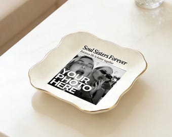 Personalized Bestie Photo Ring Dish,Custom Ring Dish With Photo,Photo Trinket Tray,Keepsake Jewelry Dish,Soul Sister Gift