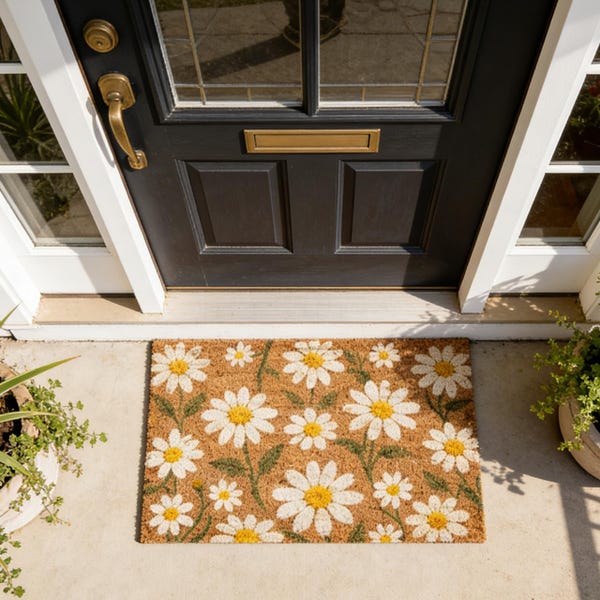 Daisy Doormat, Floral Door Mat,Cottagecore Entryway Rug,Spring Summer Welcome Mat,Farmhouse Floral Decor,Boho Flower Indoor Outdoor Doormat