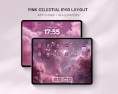 Pink Celestial Ipad Layout - Aesthetic App Icons & Wallpapers Set - Dreamy Pink Ipad theme