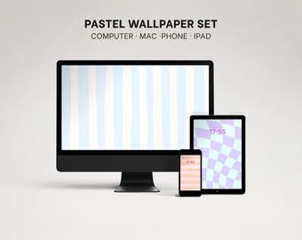 Retro pastelkleurige achtergrondset: minimalistische telefoon-, iPad- en computerachtergronden (digitale download)