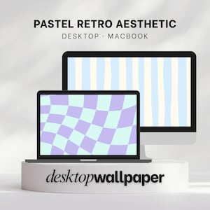 パステル調のデスクトップ壁紙：コンピューター、MacBook、ノートパソコン向けのレトロなミニマリズムスタイル 36 種類（即時ダウンロード）