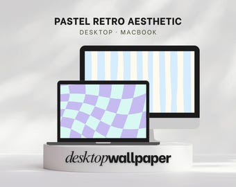Bureaubladachtergrond pastelkleur: 36 retro-minimalistische stijl voor computer, mackbook of laptop (direct downloaden)