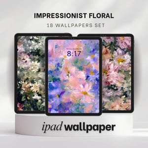 Impressionist Floral Ipad Wallpaper Set – Oil painting flower seamless artworks – 4K