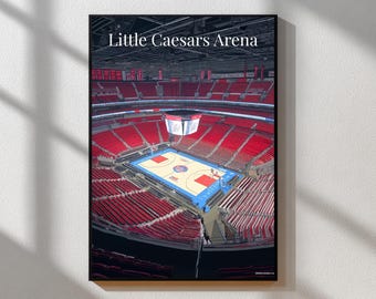 Detroit Pistons Stadium Print | Little Caesars Arena Illustrated Poster | NBA Basketball Wall Art | Sports Decor | Pistons Gift