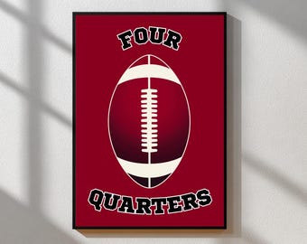 Póster de fútbol americano minimalista para pared, decoración de cuevas masculinas, arte deportivo para sala de juegos, arte de pared para dormitorio