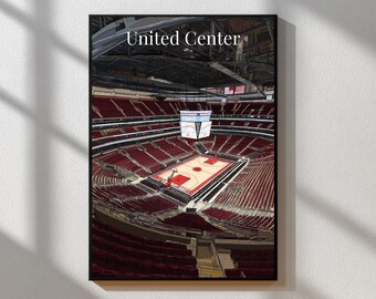 Stampa dello stadio dei Chicago Bulls / Poster illustrato dello United Center / Arte murale di basket NBA / Decorazione sportiva / Regalo dei Bulls