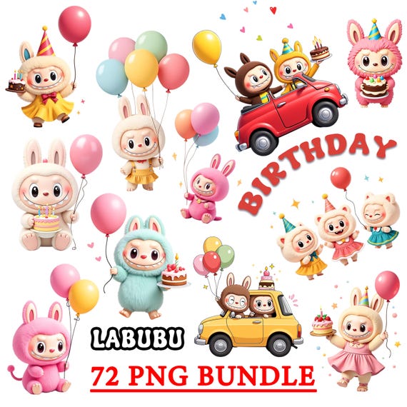 Birthday Labubu Clipart Mega Bundle 50 + pcs Labubu PNG Bundle, Labubu Clipart, Labubu Bundle PNG Cute Cartoon Digital Download, La bubu PNG